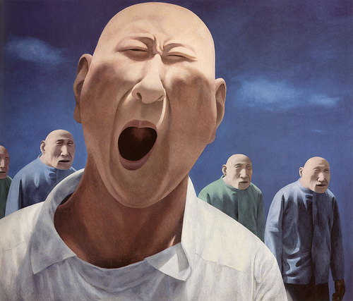 方力钧风格作品