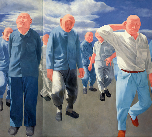 方力钧风格作品