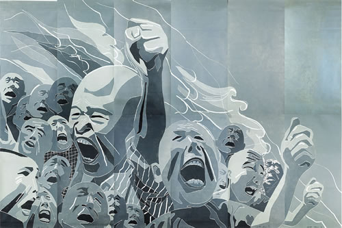 方力钧风格作品